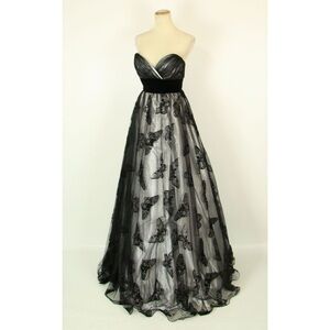 Jovani Strapless Ball Gown Purple/Black